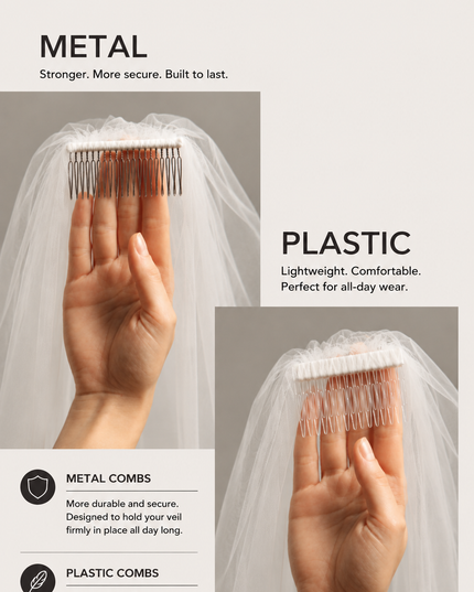 Cathedral Veil with Blusher, Two Tier – Minimalist Raw Cut Wedding Veil