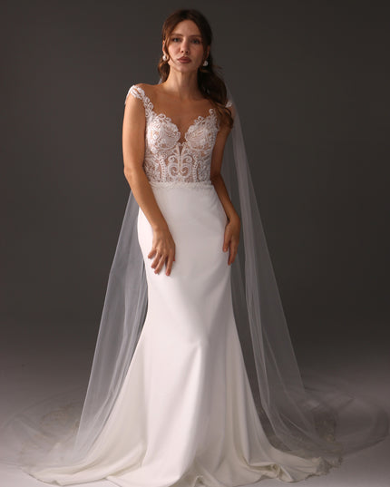 Single Tier Cathedral Bridal Veil, Cut Edge Tulle Veil, Minimalist Wedding Veil, Simple Long Veil, Modern Bride Veil