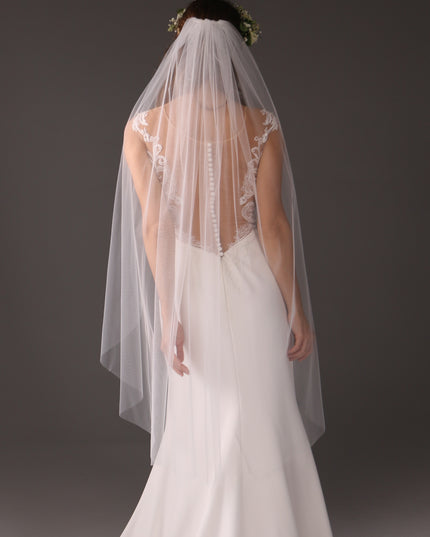Single Tier Cathedral Bridal Veil, Cut Edge Tulle Veil, Minimalist Wedding Veil, Simple Long Veil, Modern Bride Veil
