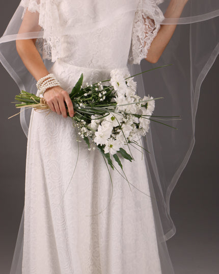 Chapel Wedding Veil Two Tier Horsehair Edge 1 Inch Bridal Veil Soft Tulle 79 Inch Cascade Veil Modern Minimalist Bride